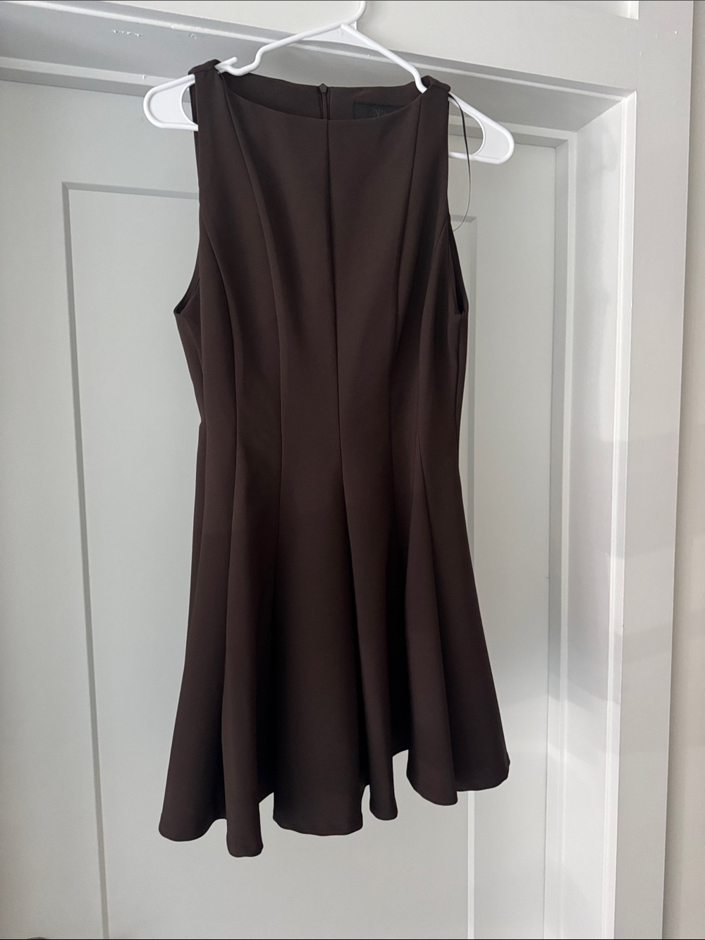Zara Brown Sleeveless Fit-and-Flare Mini Dress